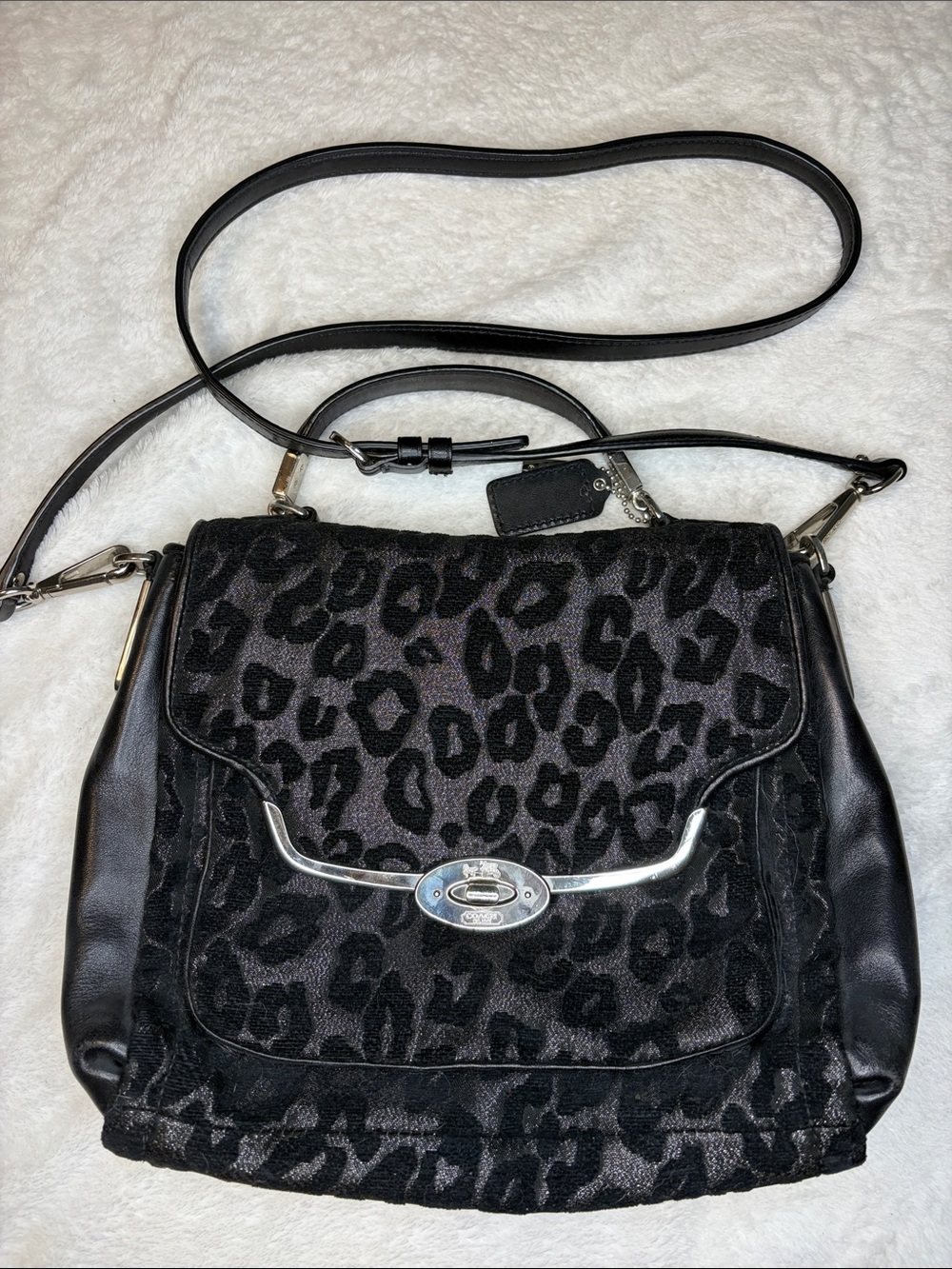 Coach Black Leopard Print Crossbody Bag
